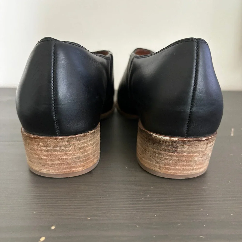 Madewell Shoe Lucie 9 True Black Leather D'Orsay Stacked Heel Bootie